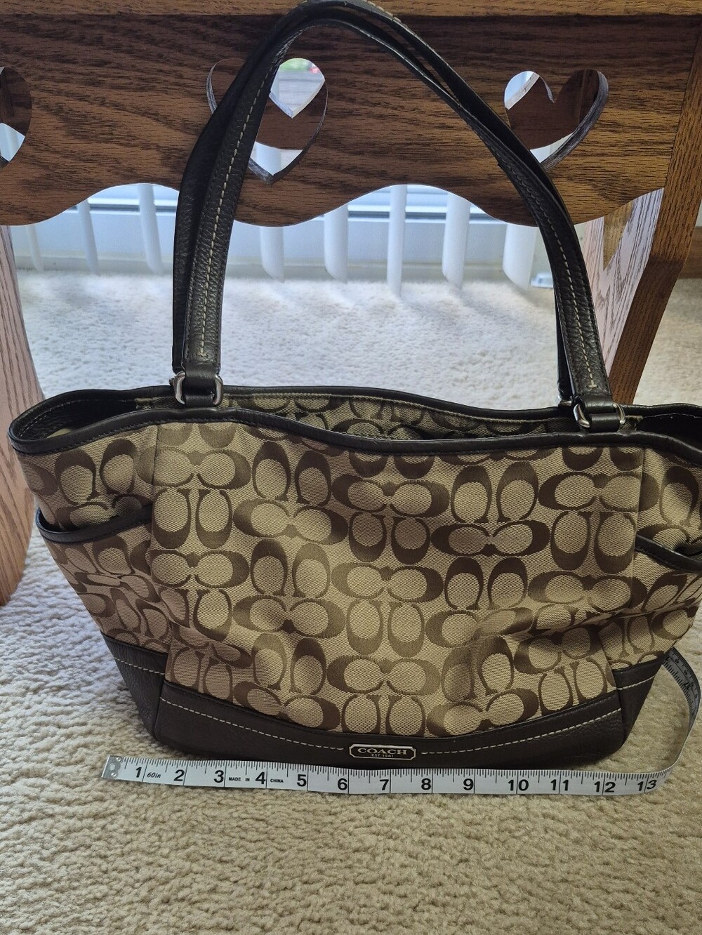 Coach Tan and Brown Signature Canvas Tote with Matching Wallet. GOOD CONDITION - Picture 16 of 17